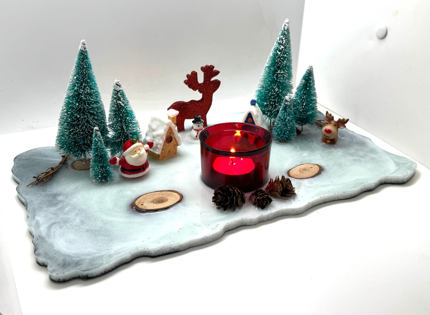 Christmas Town Tray candle holder LARGE