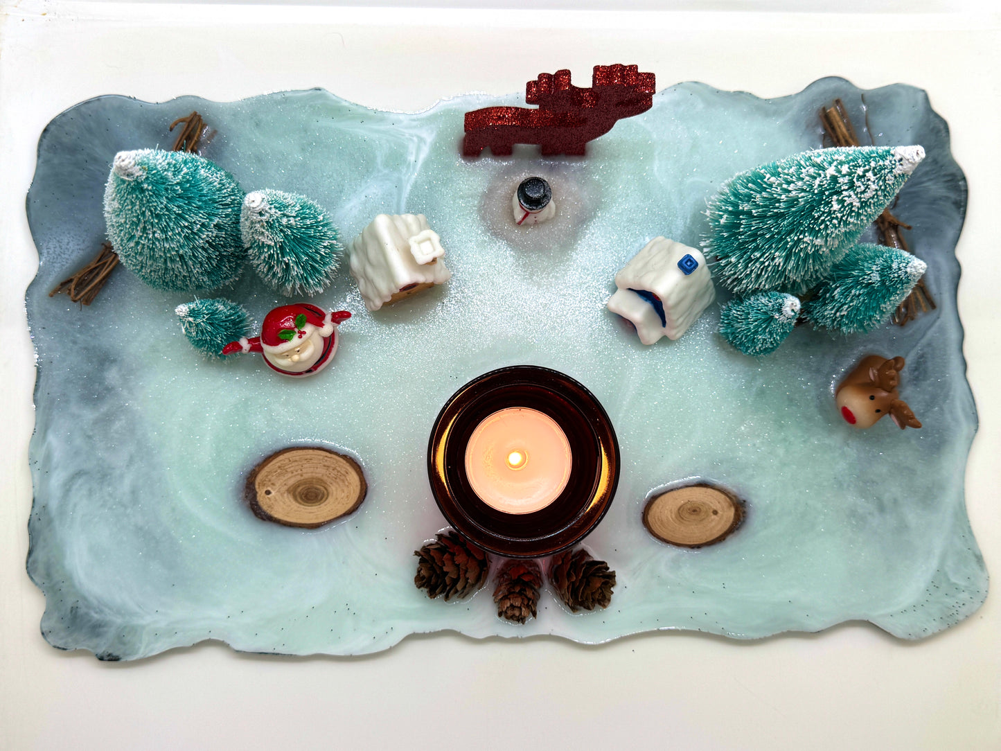 Christmas Town Tray candle holder LARGE